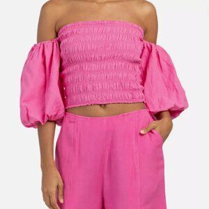 NWT Young Fabulous & Broke Yacht Top Off Shoulder in Tropical Pink Size XS